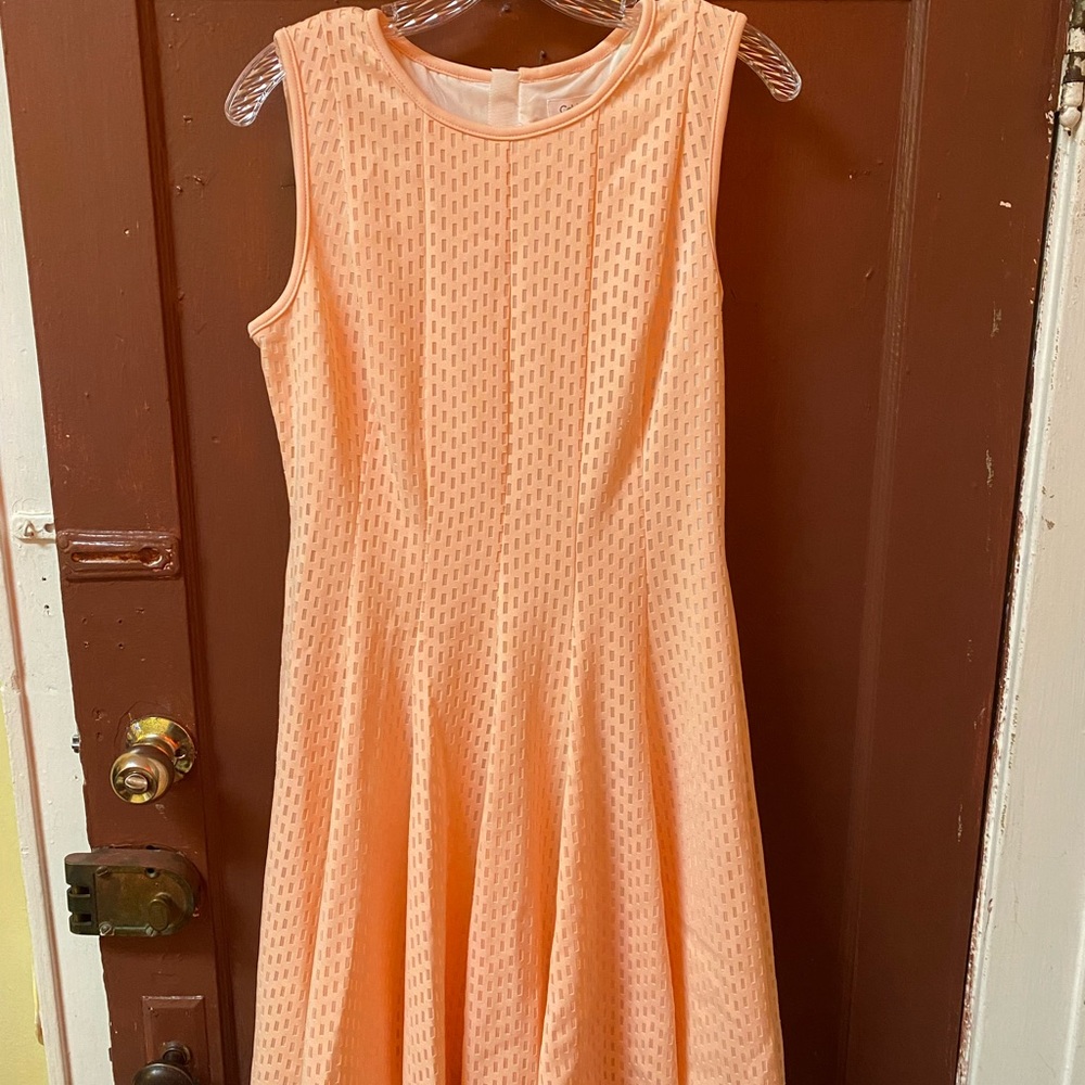 CALVIN KLEIN BLUSH PINK SLEEVELESS A-LINE DRESS WITH SOLID INTERIOR LINING - Picture 12 of 12